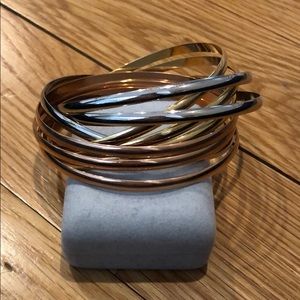 Interlaced Gold, Silver and Rose Gold Bracelets